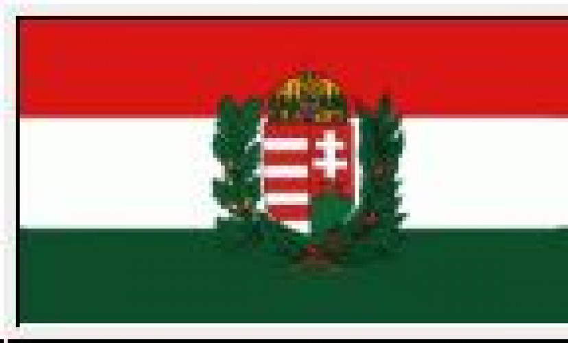 Fahne Ungarn mit Wappen  90 cm x 150 cm