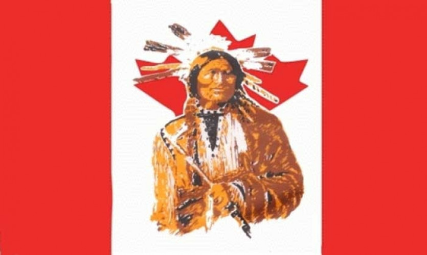 Fahne Kanadas mit Indianer  90 cm x 150 cm 